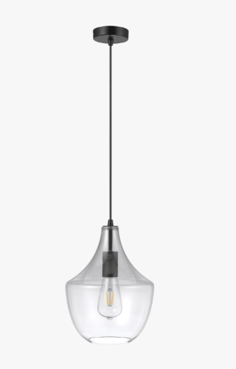 SAIL GLASS PENDANT 240V E27 BLACK/CLEAR